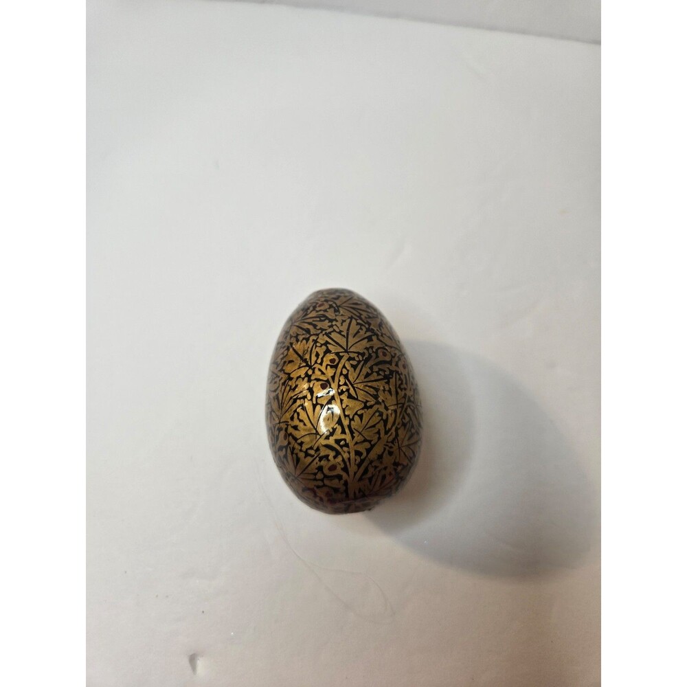 Lacquer Egg Mod Podge Black and Gold Pattern